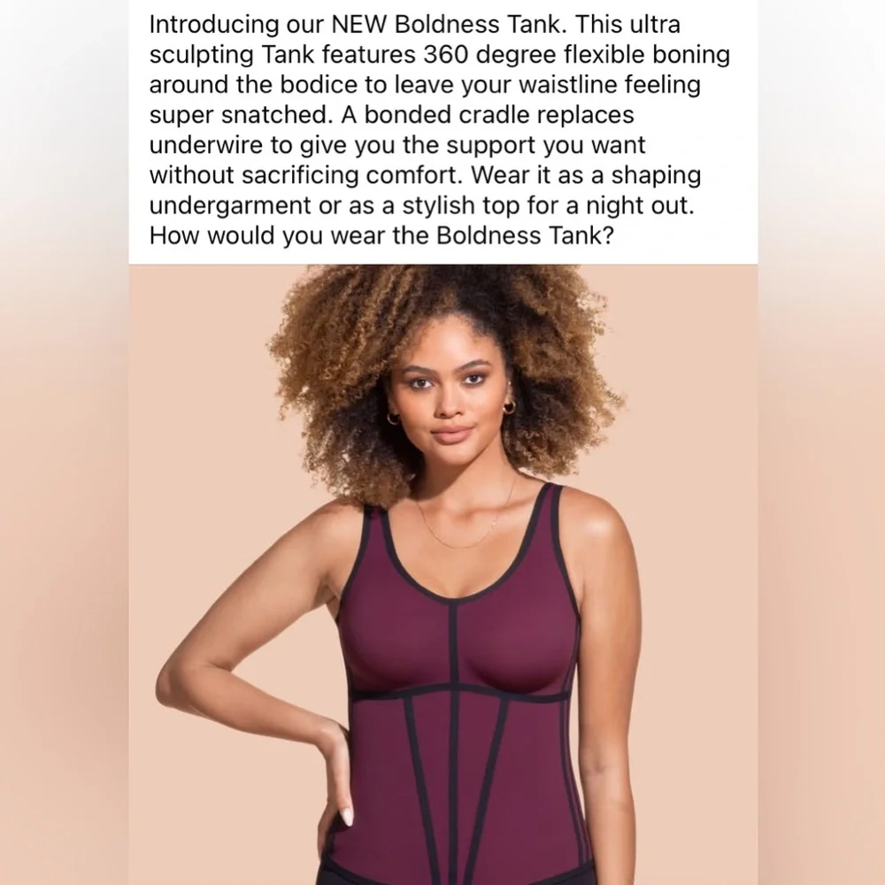 Honeylove boldness tank top maroon black womens size XL‎ shapewear new with tags